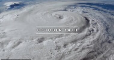 The faux forecast said the hurricane would hit Tampa on October 15th in the worst case scenario - with winds at 160mph and wing gusts up to 200mph
