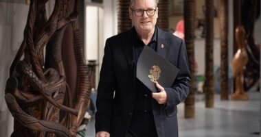 Prime Minister Sir Keir Starmer arriving for a press conference during the Commonwealth Heads of Government Meeting in Samoa on October 26