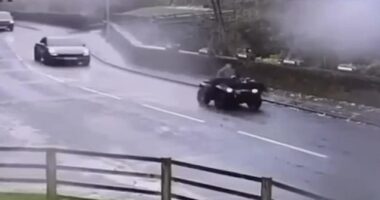 A farmer was captured on CCTV driving through Lancashire with two lads, aged 17 and 20, strapped across his quad bike after accusing them of trespassing