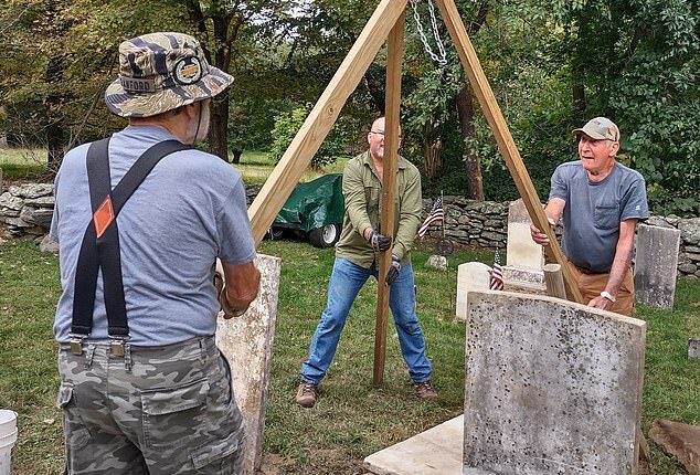 VFW volunteers dubbed the 'Cemetery Troopers' were intrigued by the grave as they surveyed and restored veteran graves in East Haddam, Connecticut