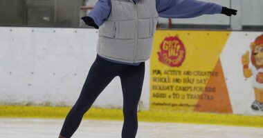 Ferne McCann, 34, was laser-focused on learning her moves as she took to the icy rink for another day of demanding Dancing On Ice training in Manchester
