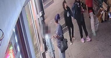Footage has been released that shows five young thugs prowling the streets of Manhattan's Upper East Side on Friday night