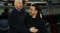 Xavi Hernandez (right) has been earmarked as a contender for Manchester United head coach