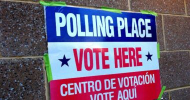 Polling place sign.