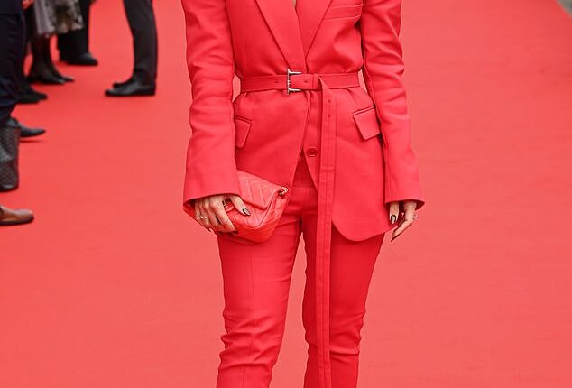 Frankie Bridge turned heads in a bold red suit as she attended The Wild Robot screening on Sunday during the 68th BFI London Film Festival