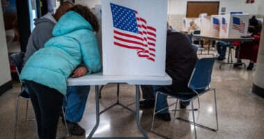 Voter casting ballot