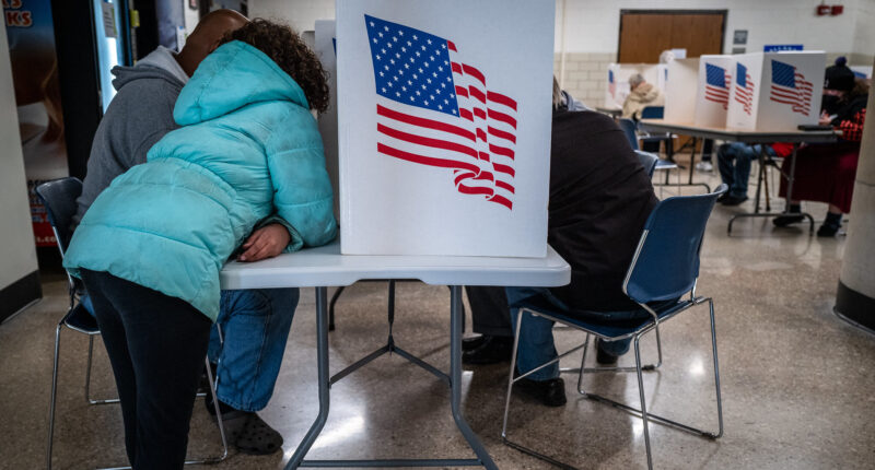 Voter casting ballot