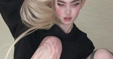 Grimes pictured with a cybersigilism tattoo on her leg. Gen Z's latest tattoo trend is 'cybersigilism' - said to have magical powers. Pictured: A cybersigilism tattoo