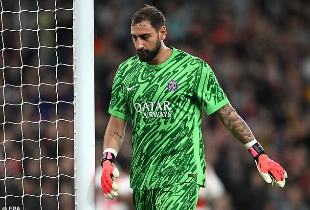 Gianluigi Donnarumma was one of five PSG players rated 3/10 after their defeat by Arsenal