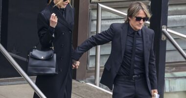 Nicole Kidman was supported by her doting husband Keith Urban as they attended her mother Janelle's funeral in Sydney on Tuesday
