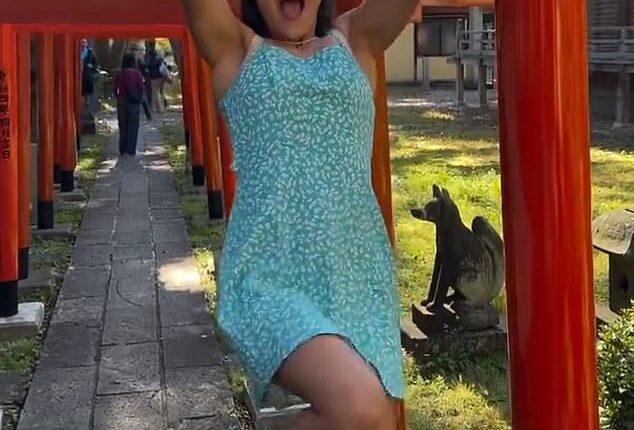 A gymnast and influencer has been fiercely slammed online after she filmed a video of herself climbing and dancing on a religious Japanese shrine