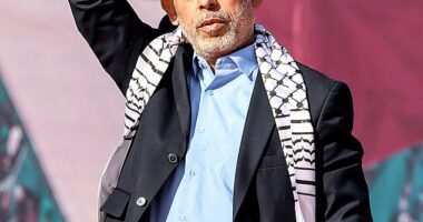 The architect of the October 7 massacre and Israel 's most wanted man, Sinwar was killed on Wednesday after being hunted by intelligence services and the Israeli Defence Forces for over a year. Pictured: Sinwar in December 2022