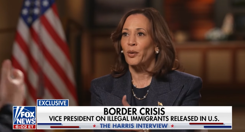 Kamala Harris speaking on Fox News.