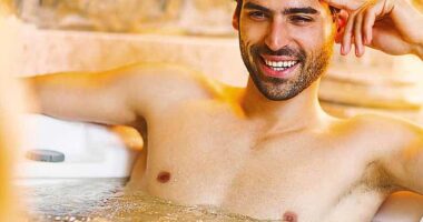 The anonymous wife recalls a few barmy occasions when her friends joined in with her husband's brazen nudity (picture posed by model)