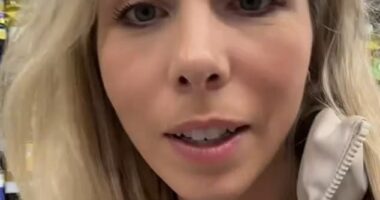 Hannah - also known as 'thrivingwithHannah' on TikTok - says she was left shocked by the 'unhinged' products on sale at Walmart (Pictured: Hannah on TikTok)