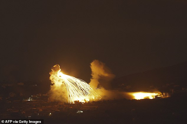 Astonishing pictures show missiles being launched into Lebanon as a ground incursion got underway