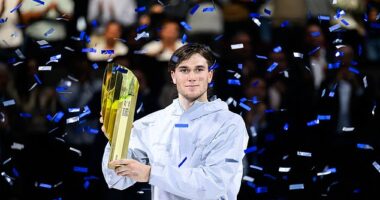 Jack Draper (pictured) beat Russian Karen Khachanov 6-4, 7-5 to win the Vienna Open