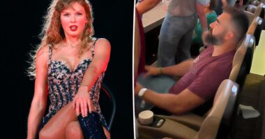 Jason Kelce appears to fall asleep during Taylor Swift’s Eras Tour show in Miami