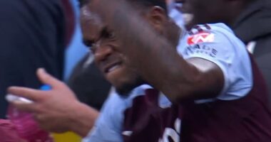 Jhon Duran vented his frustration on the bench after being substitued for Ollie Watkins
