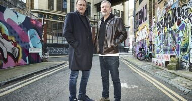 Philip Glenister (left) and John Simm (right) on ITV's DNA Journey which will air on October 9