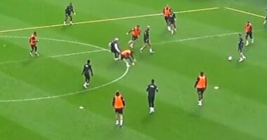 Jose Mourinho was tackled by one of his players during a possession drill in training