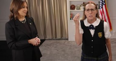 Kamala Harris skipped the Al Smith dinner but sent in a three-and-a-half minute video with the help of SNL star Molly Shannon as her character Mary Katherine Gallagher