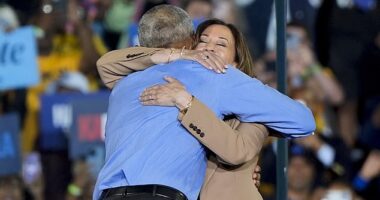 Kamala Harris ¿ fans walked out of her star-studded rally early on Thursday night with just 12 days until the election and polls showing the tide turning to Donald Trump .