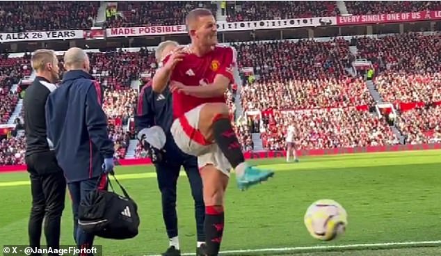 Matthijs de Ligt booted a ball away in fury after Brentford scored while he was being treated