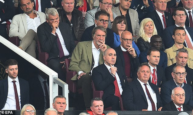 Minority shareholder Sir Jim Ratcliffe (green jacket) will attend Manchester United's clash against Aston Villa on Sunday
