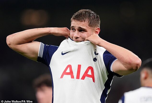 Micky van de Ven was reduced to tears as he was substituted in the first half of Tottenham's win over Manchester City
