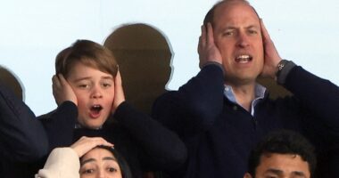 Prince George and Prince William watching Aston Villa play Nottingham Forest in March 2023