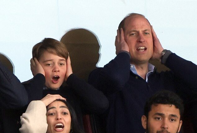 Prince George and Prince William watching Aston Villa play Nottingham Forest in March 2023