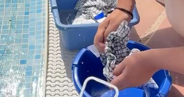 Anti-tourism protestors in Lanzarote stormed a beach-front hotel and began washing their dish cloths in the pool  as tensions over water supply issues grow