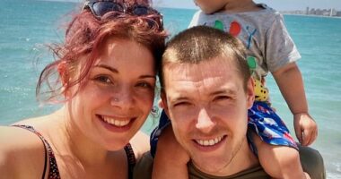 Kara and her husband Jonny set out to build an 'accessible but beautiful' home in the Pennines, West Yorkshire, in tonight's episode of Grand Designs, Kara and Jonny pictured with son Isaac