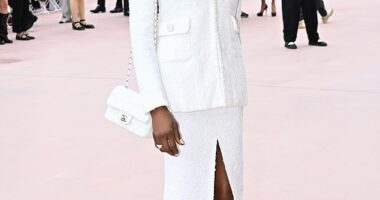 Naomi Campbell led the front row glamour as Chanel presented its new collection at Paris Fashion Week on Tuesday morning