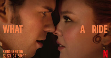 Netflix Moments promotional image featuring Colin Bridgerton (Luke Newton) and Penelope Featherington (Nicola Coughlan) season 3