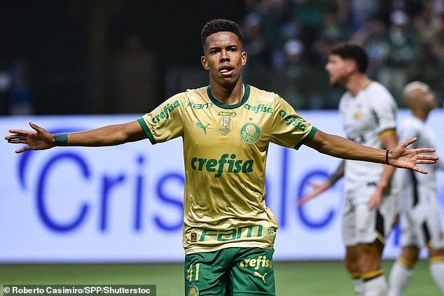 Estevao Willian scored one and assisted another as Palmeiras beat Juventude 5-3 on Sunday