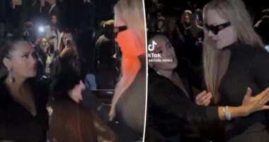 Nicole Kidman seemingly pushes Salma Hayek away during tense moment at Balenciaga fashion show