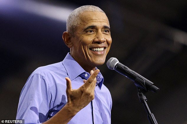 Social media slammed Former President Barack Obama 's crude joke at President Donald Trump during his first solo outing on the campaign trail in support of Vice President Kamala Harris