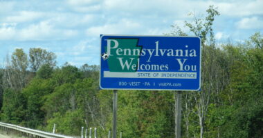 Welcoming sign in Pennsylvania