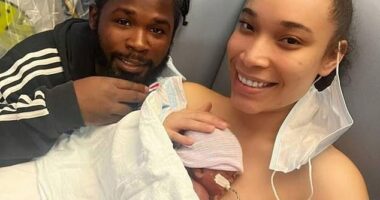 Grieving parents, Gianna Lopera, 24, and Jahmair Peets. 28, of a baby girl who tragically died after a Florida hospital worker allegedly broke her neck have launched legal action against the facility
