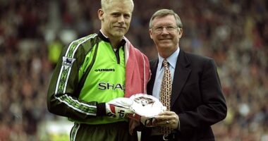 Peter Schmeichel (left) revealed Sir Alex Ferguson (right) wanted to sack him at Man United