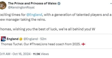 Prince William hails 'exciting times for England' in personally written message as German Thomas Tuchel becomes manager