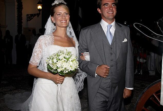 Princess Tatiana (left) said spoken out for the first time following her divorce from Prince Nikolaos, (right) revealing she has had a 'difficult year'. Pictured at their wedding in 2010