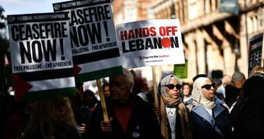 Around 1,000 pro-Palestinian protesters have begun marching through central London