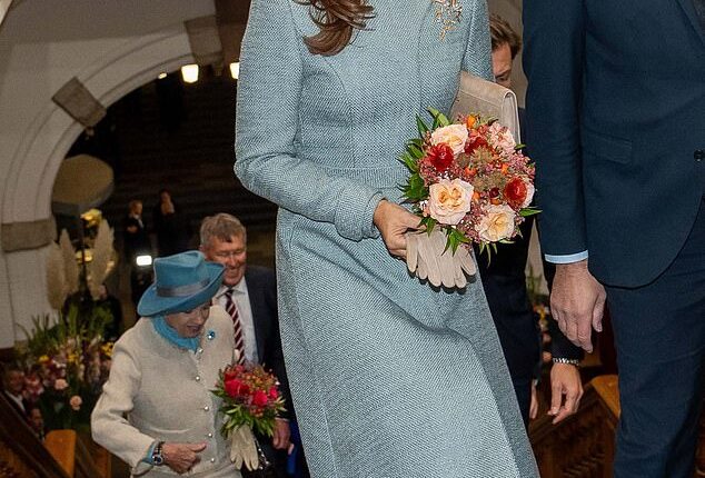 Queen Mary looked elegant in a mint green ensemble as she joined her husband King Frederik and his aunt Princess Benedikte at the state opening of parliament