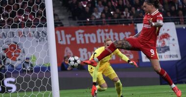 Darwin Nunez scored his second goal of the season to give Liverpool the lead against RB Leipzig