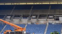 Building work was previously held up at Ibrox after late delivery of materials