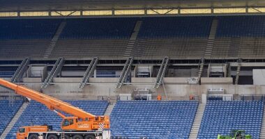 Building work was previously held up at Ibrox after late delivery of materials