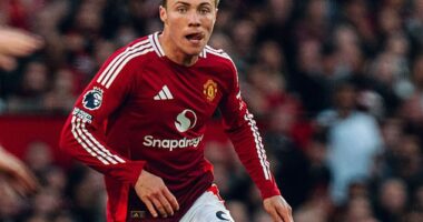 Rasmus Hojlund (pictured) is 'starting to look a player', Jamie Carragher has claimed